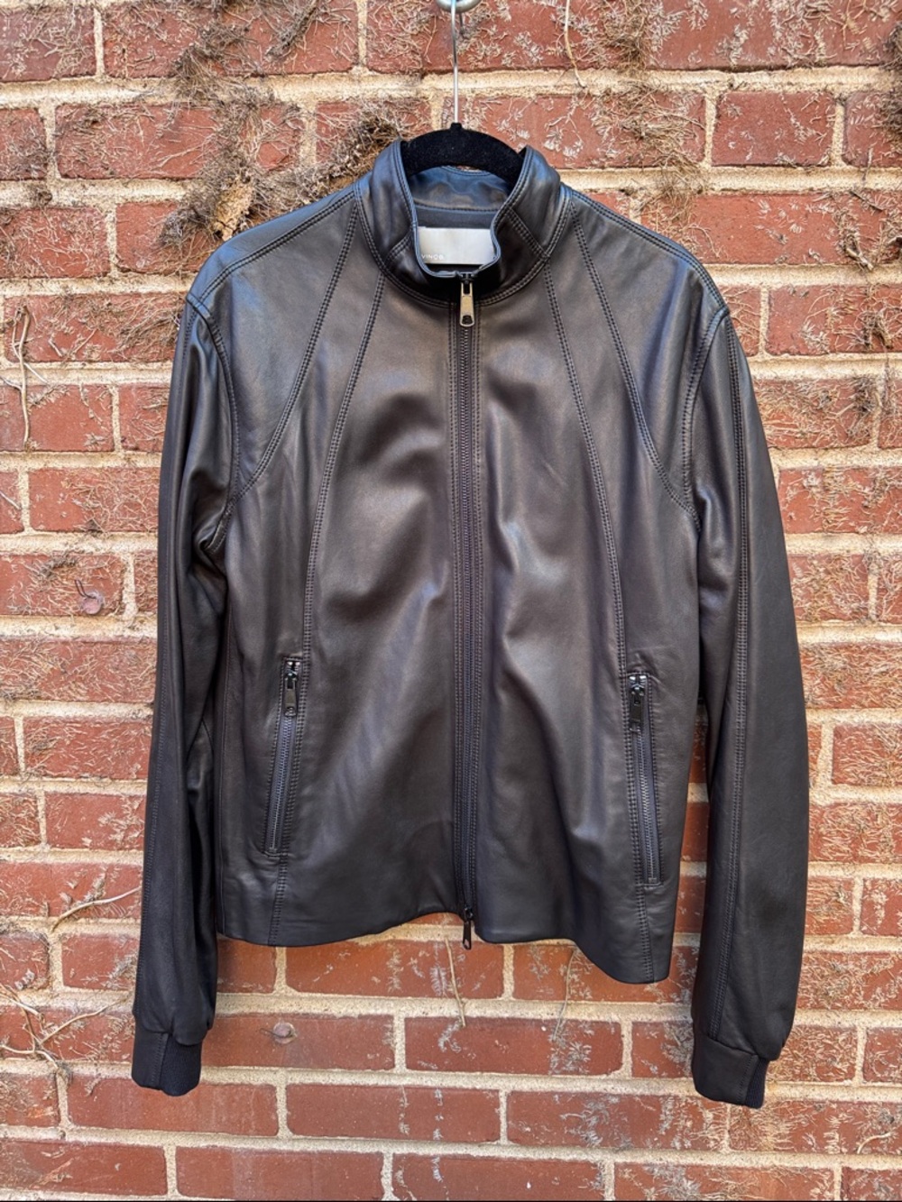 Vince Black Leather Zip-Up Jacket